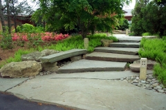 Watermill, NY - Entrance with stone bench