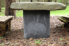 East Hampton, NY - Stone table with plant relief